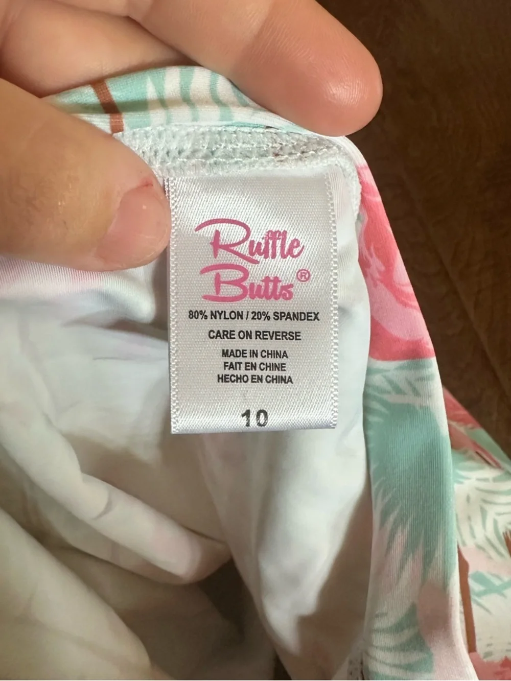 Ruffle Butts Pink Flamingo Long Sleeve Rash Guard Swim Top